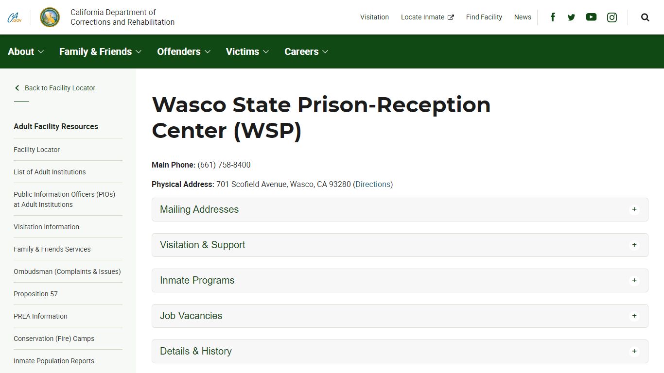 Wasco State Prison-Reception Center (WSP) - California ...