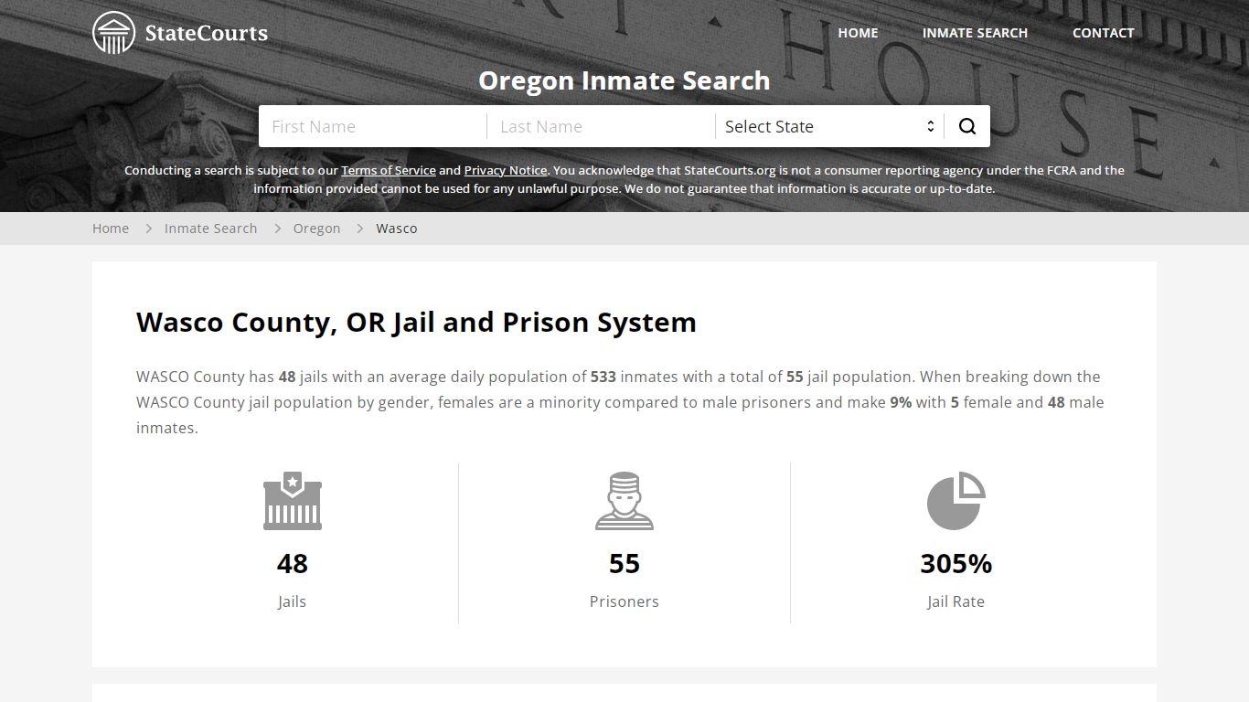 Wasco County, OR Inmate Search - StateCourts