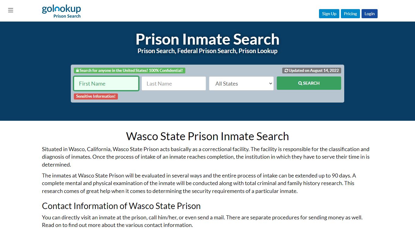Wasco State Prison Inmates Search, State Prison Inmates ...